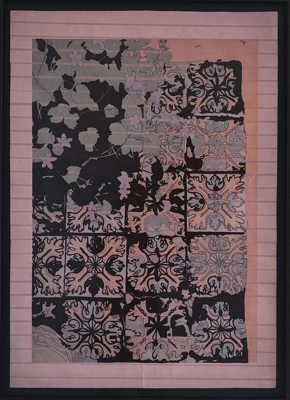 la terrasse des mouliérettes vi, 2023, papier adhésif et feutre, 89,5 x 63 cm